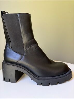 Zara Chunky Chelsea Boots Black Lug Sole Platform Ankle Boots EU 39 US 8.5